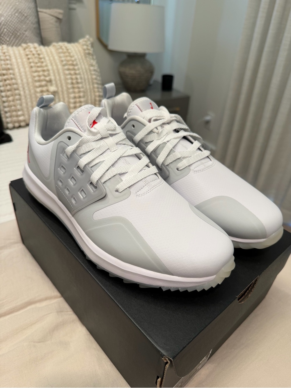 Jordan GRIND GOLF Men's White and UNIVERSITY RED Athletic Sneakers